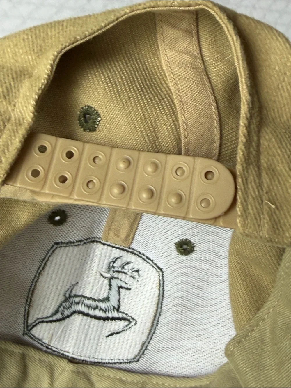 John Deere Embroidered Snapback Hat Lot of 2 Green Tan Adjustable Cap